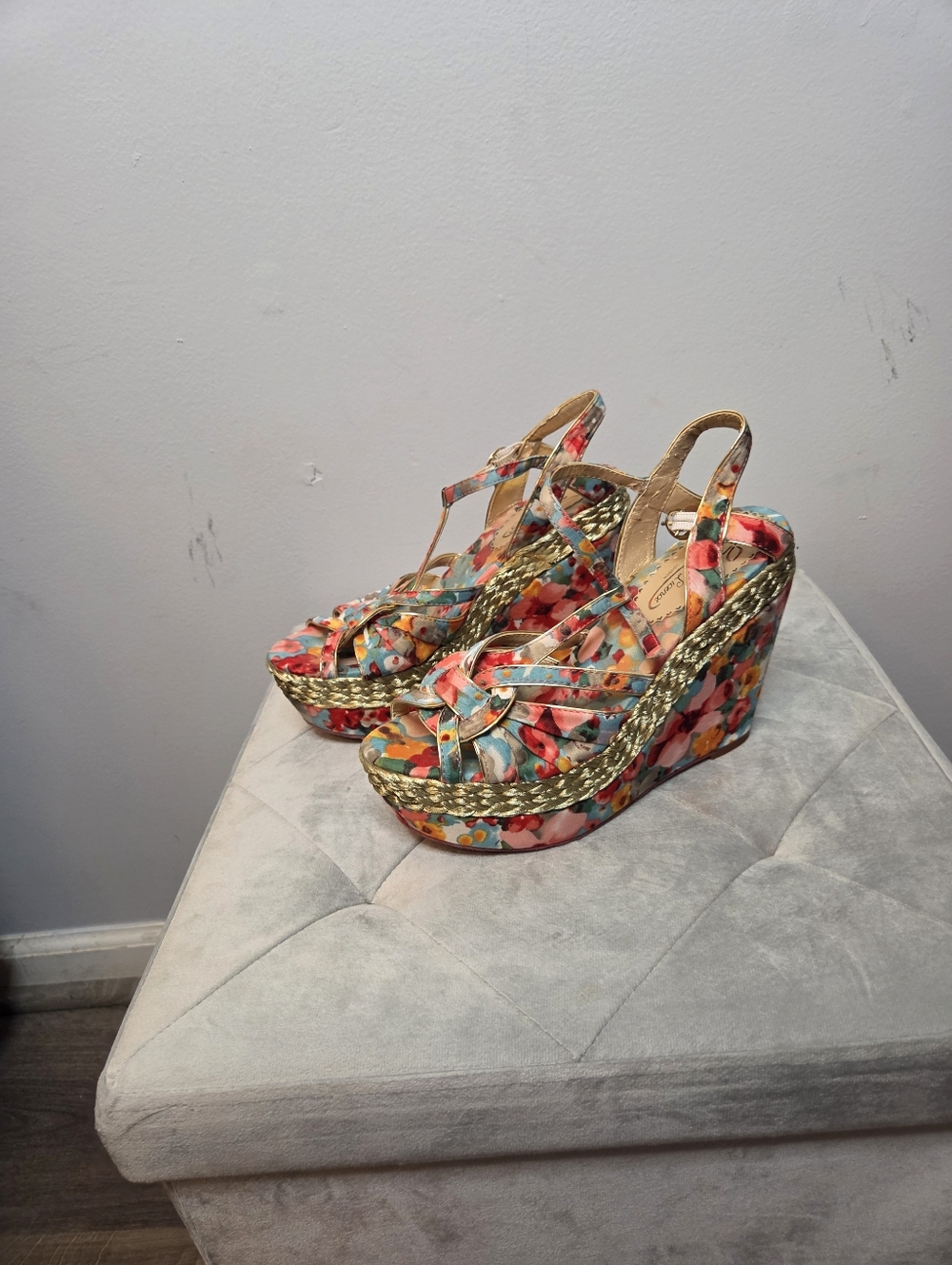 Poetic License Arm Candy Colorful Floral Wedge Sandals - Multi, Size 5